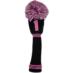 PRG PomPom Headcover Driver Svart Rosa Svart/Rosa New