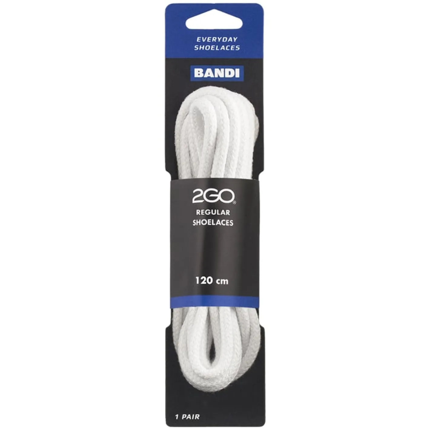 2GO Shoelaces 182 White 120cm Outlet