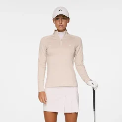 J.Lindeberg Steffi Quarter Zip Mid Layer Beige-Melange New