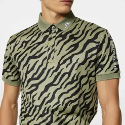 J.Lindeberg Tour Tech Print Polo Tour-Tiger-Olive-M New