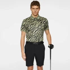 J.Lindeberg Tour Tech Print Polo Tour-Tiger-Olive-M New