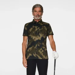 J.Lindeberg Tour Tech Print Polo Warp-Forest-L Best