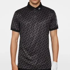 J.Lindeberg Tour Tech Print Polo Tour-Geo-Tonal-Black-M