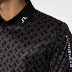 J.Lindeberg Tour Tech Print Polo Tour-Geo-Tonal-Black-M