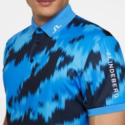 J.Lindeberg Tour Tech Print Polo Warp-Sonic-Blue-L Hot