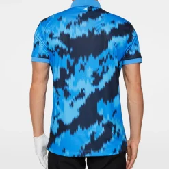 J.Lindeberg Tour Tech Print Polo Warp-Sonic-Blue-L Hot