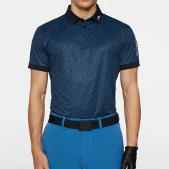 J.Lindeberg Tour Tech Print Polo Shadow-Bridge-Navy-S Hot