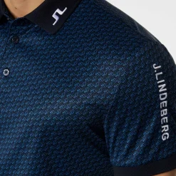 J.Lindeberg Tour Tech Print Polo Shadow-Bridge-Navy-S Hot