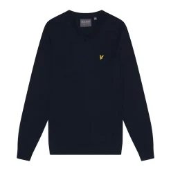 Lyle & Scott V-Neck Merino Blend Blå Dark Navy (Z271) New