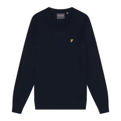 Lyle & Scott V-Neck Merino Blend Blå Dark Navy (Z271) New