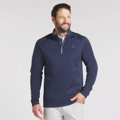 Puma Waffle Fleece 1/4 Zip Deep Navy Best