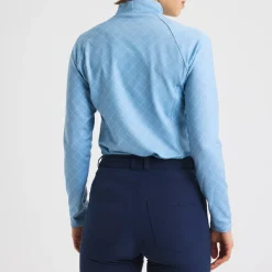 Röhnisch Warm High Collar Top Micro-R-Check-Dove-Blue