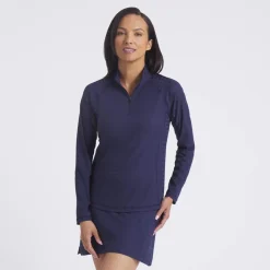 Puma W Houndstooth 1/4 Zip Deep-Navy Hot
