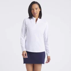 Puma W Houndstooth 1/4 Zip White-Glow Clearance