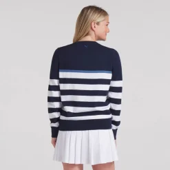 Puma W Resort Stripe Sweater Deep-Navy-White-Glow