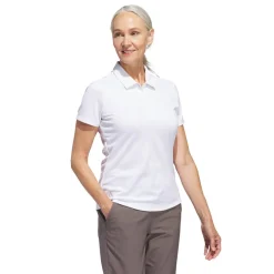 Adidas W Solid Performance Short Sleeve Polo Shirt Vit White Clearance