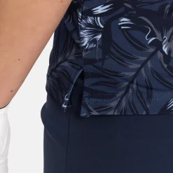 Bogeys & Birdies W Tech Hidden Button Pique AOP Blå Navy/Chambray Discount