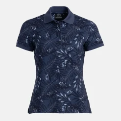 Bogeys & Birdies W Tech Hidden Button Pique AOP Blå Navy/Chambray Discount