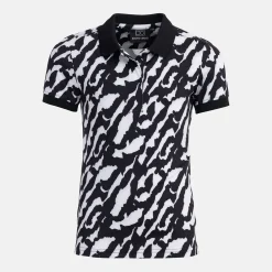 Bogeys & Birdies W Tech Hidden Button Pique AOP Svart Vit Black/White (Zebra) Discount