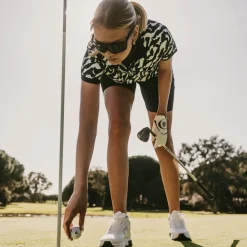 Bogeys & Birdies W Tech Hidden Button Pique AOP Svart Vit Black/White (Zebra) Discount