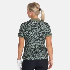 Bogeys & Birdies W Tech Hidden Button Pique AOP Svart Clover Green/Black Outlet