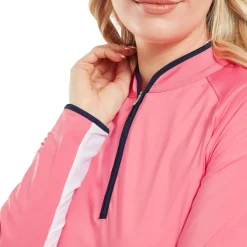 FootJoy 1/4 Zip Ls Sun Protection Shirt Pink-Lemonade Best